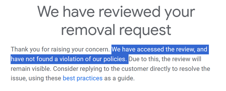 If Google Denies to Remove the Review