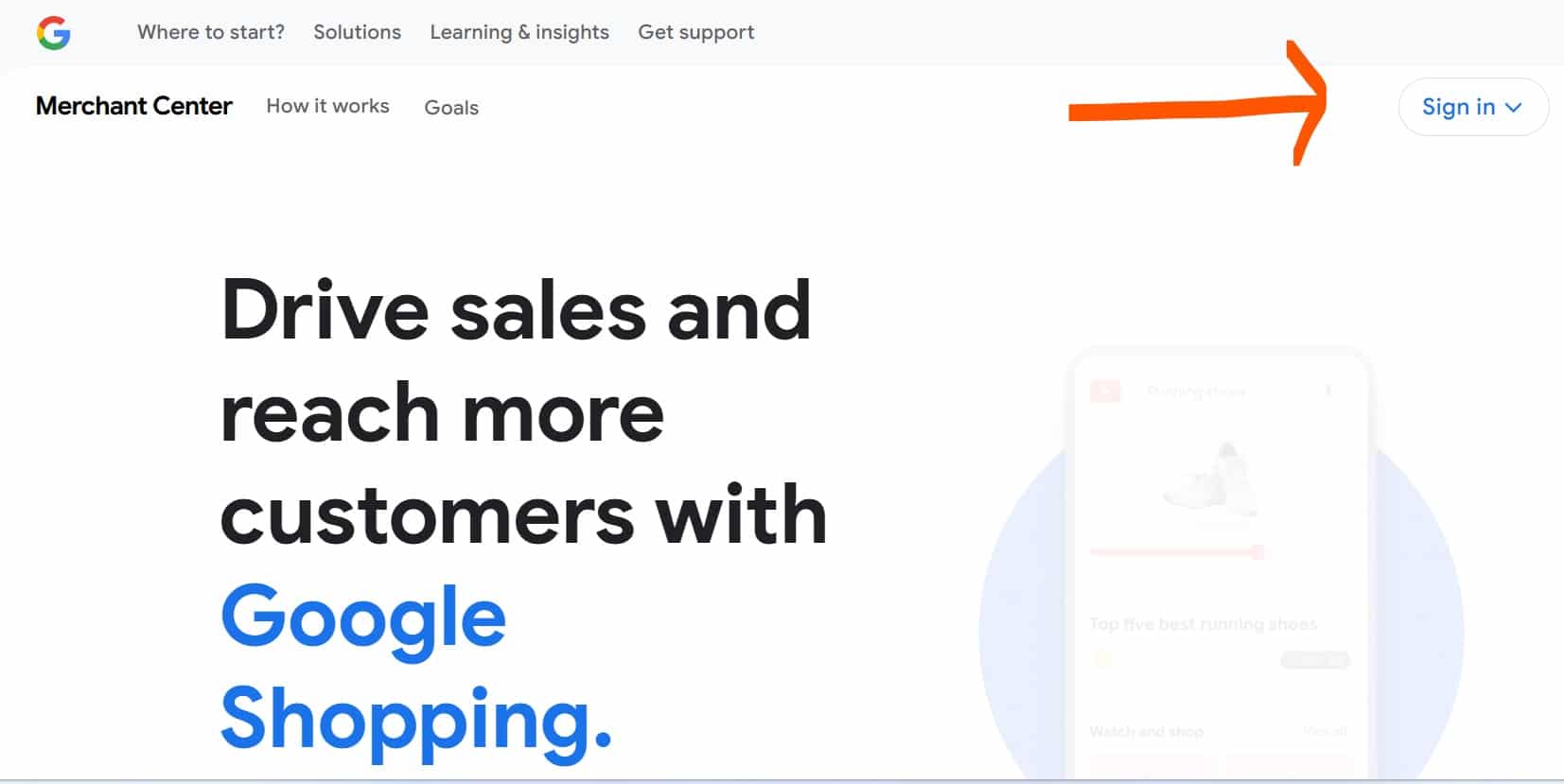 Sign in to Google Merchant Center