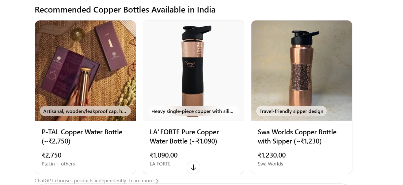 ChatGPT recommends brand listings